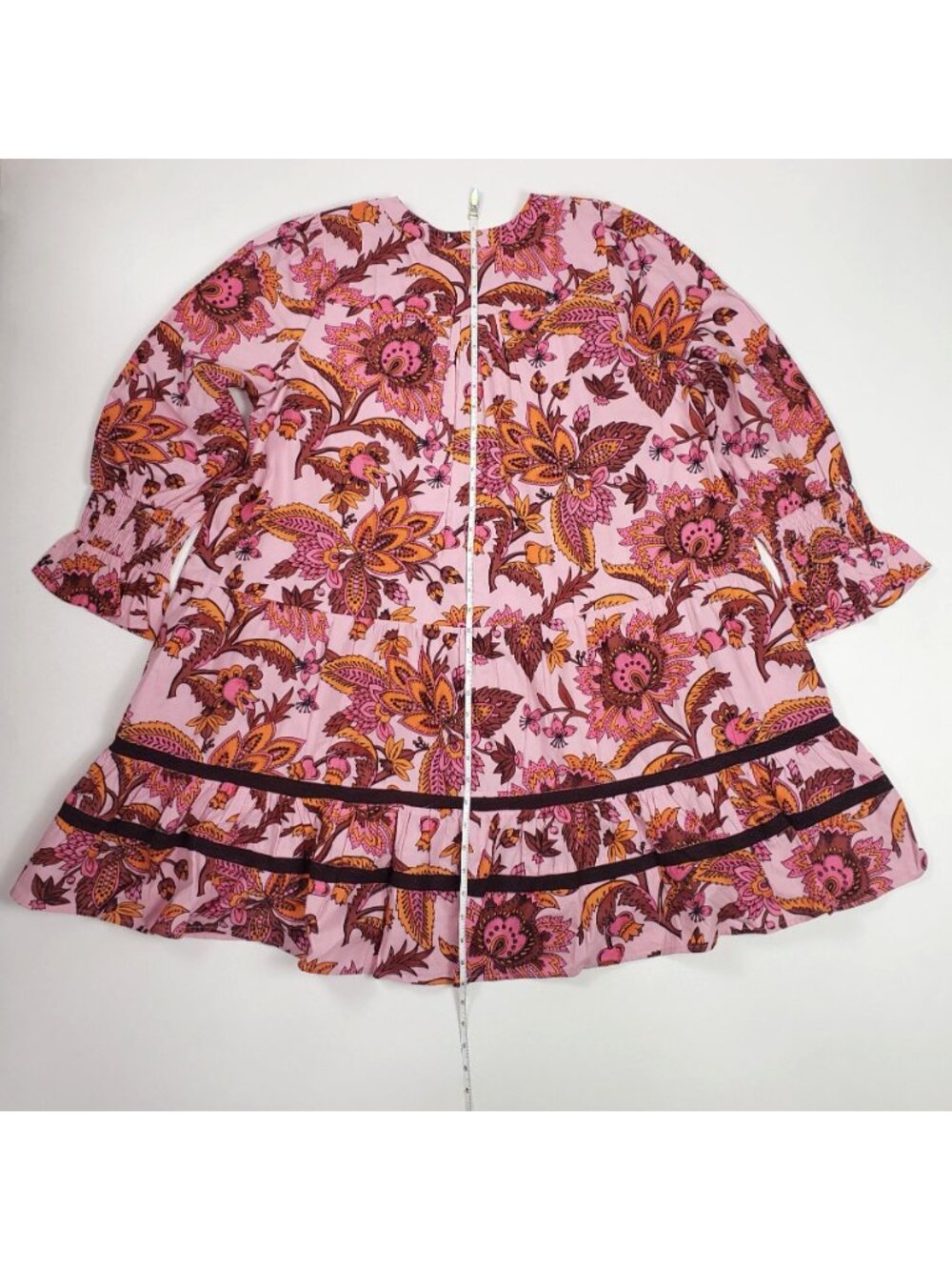 Tuckernuck Pink Ornate Chintz Floral Tiered Mini Dress Women’s XL Cotton NWT - Picture 8 of 16
